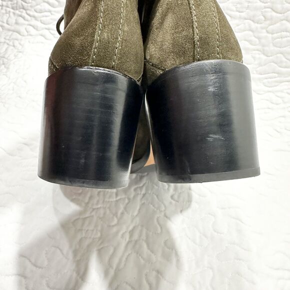 VINCE Falco Green Suede Padded Hiking Combat Military Boots Leather Heel Sz 9.5 - Picture 6 of 8